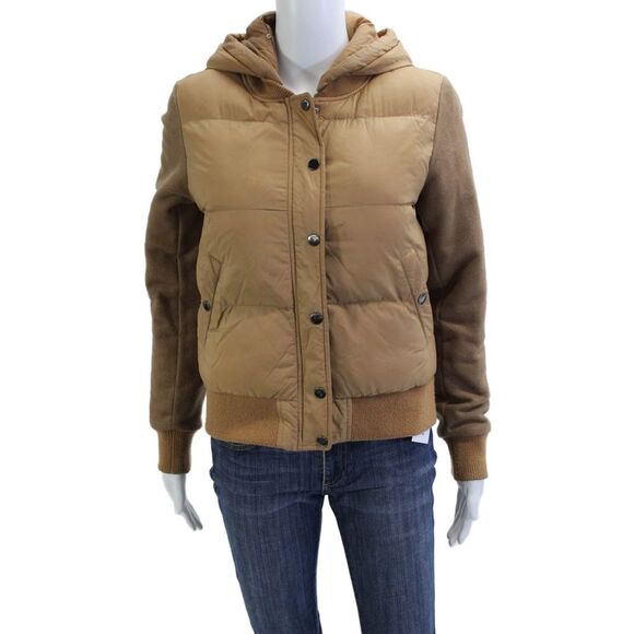 Generation Love Jackets & Blazers - Generation Love Women Beige Puffer Bomber Nylon Button Jacket Size XS